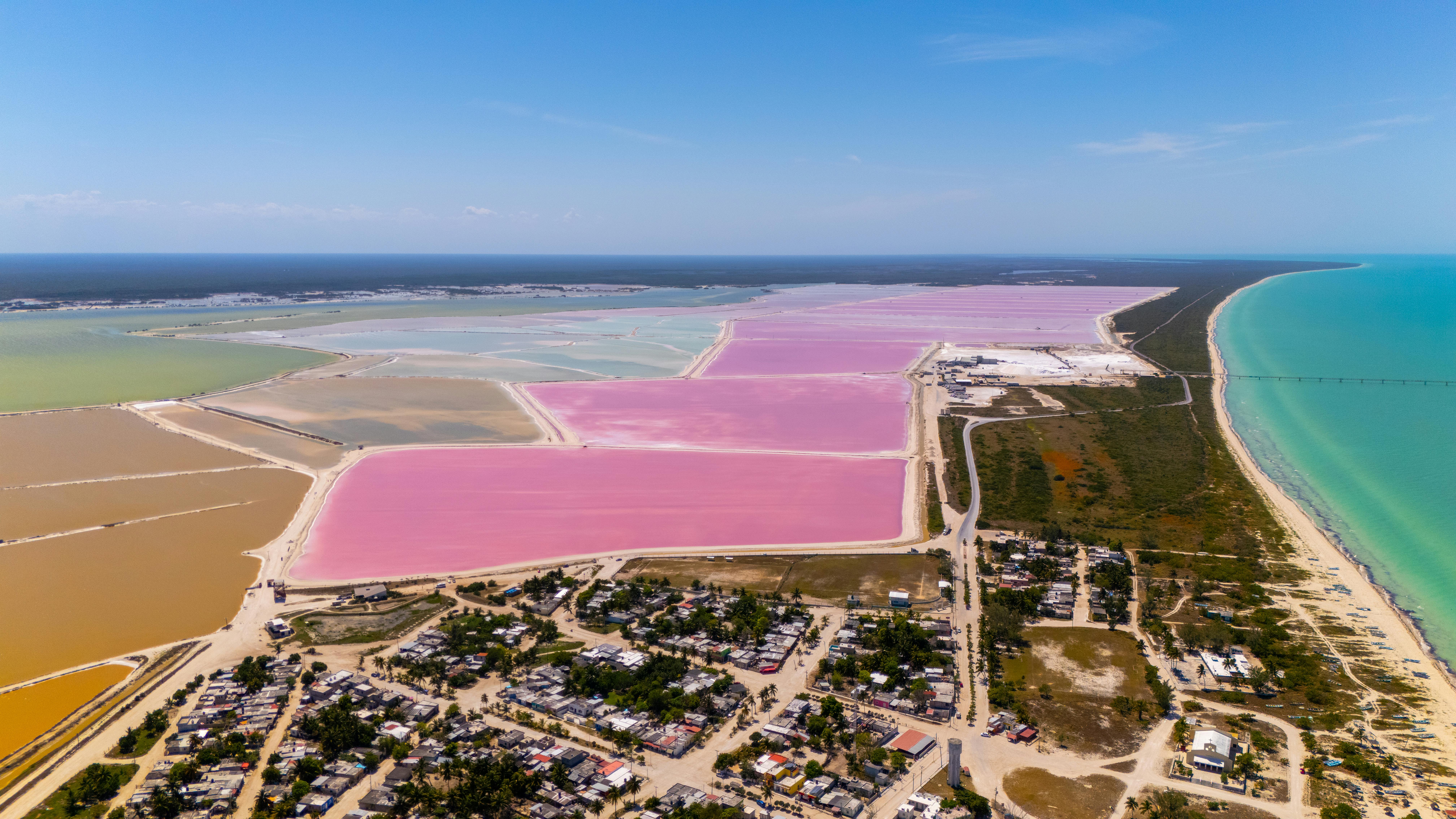 pink lake mexico